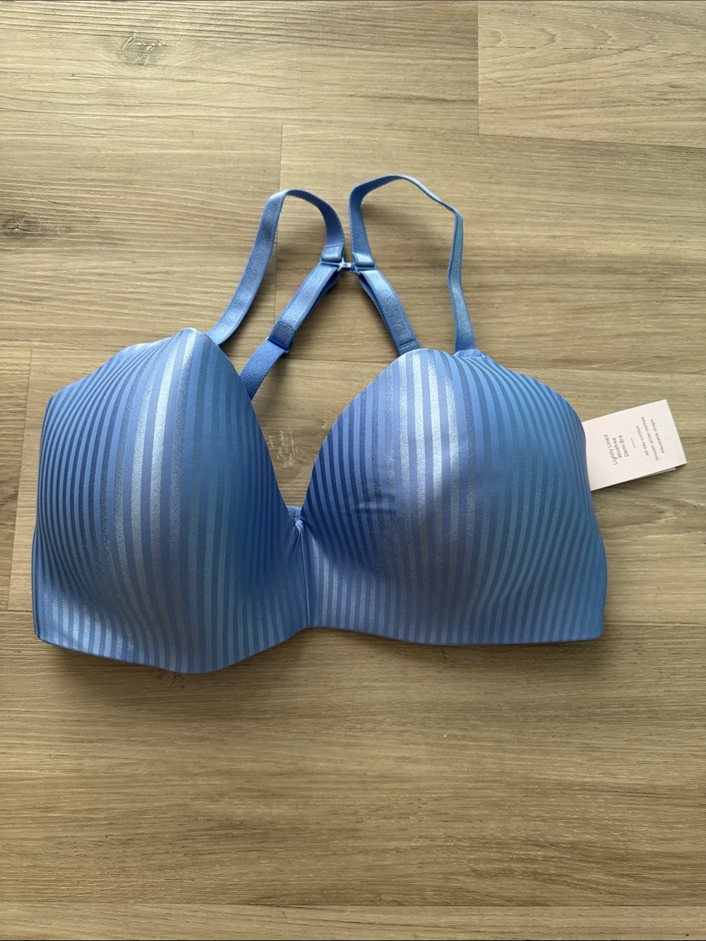 Auden Light Blue Striped Molded T-Shirt Bra
